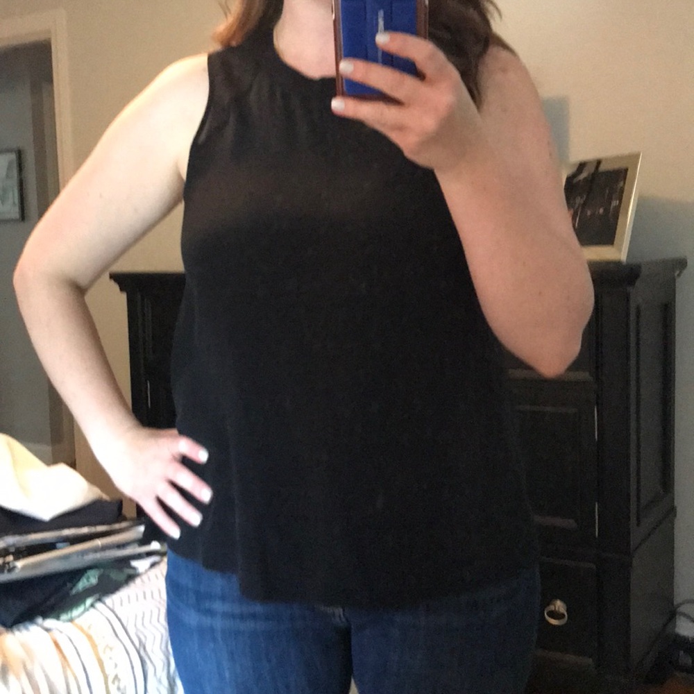 Black silk tank top